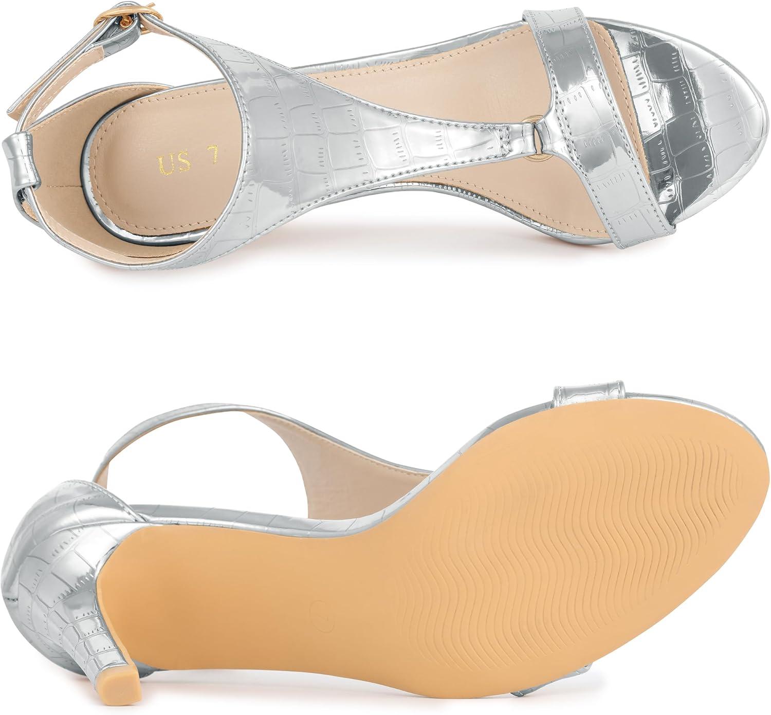 imageAllegra K Womens T Strap Open Toe Stiletto Heel SandalsSilver