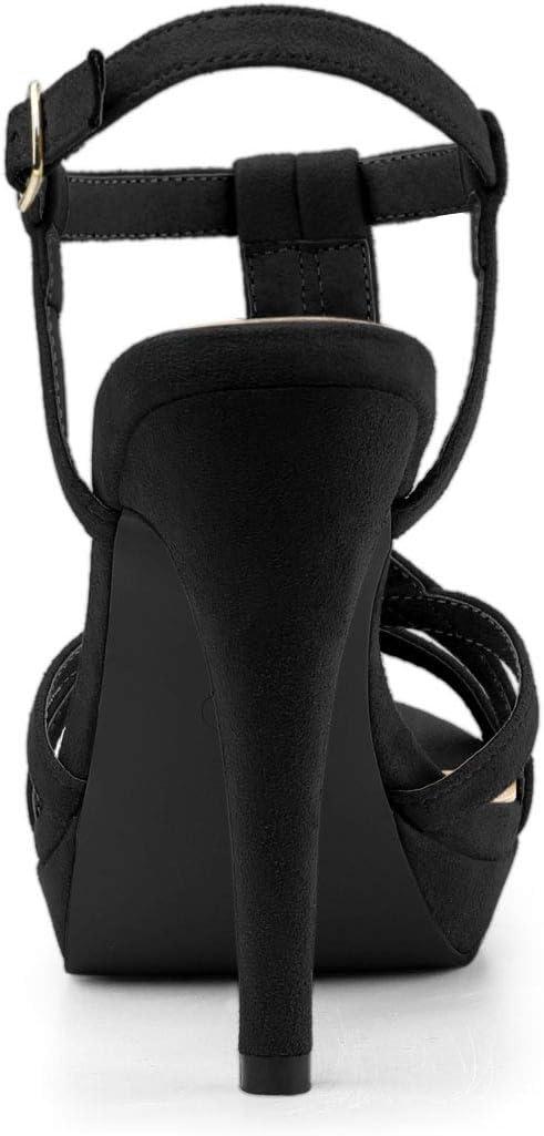 imageAllegra K Womens T Strap Slingback Platform Stiletto Heel SandalsBlack