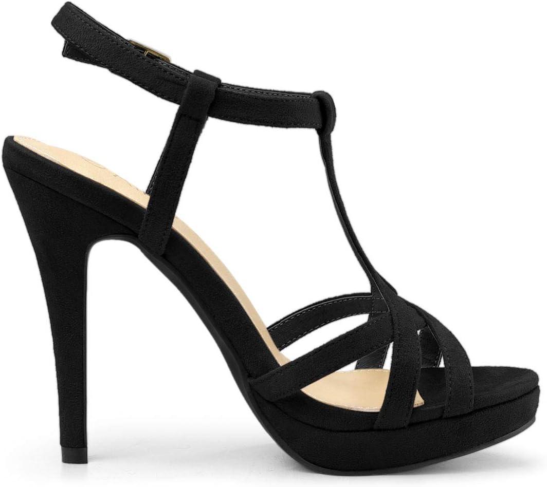 imageAllegra K Womens T Strap Slingback Platform Stiletto Heel SandalsBlack