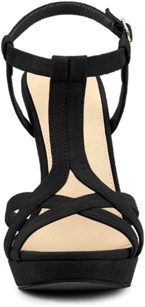 imageAllegra K Womens T Strap Slingback Platform Stiletto Heel SandalsBlack