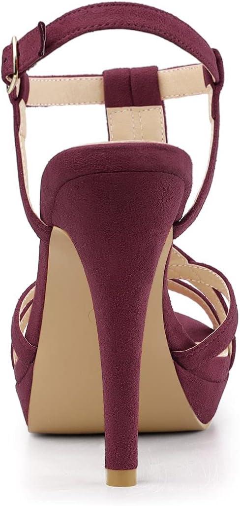 imageAllegra K Womens T Strap Slingback Platform Stiletto Heel SandalsBurgundy
