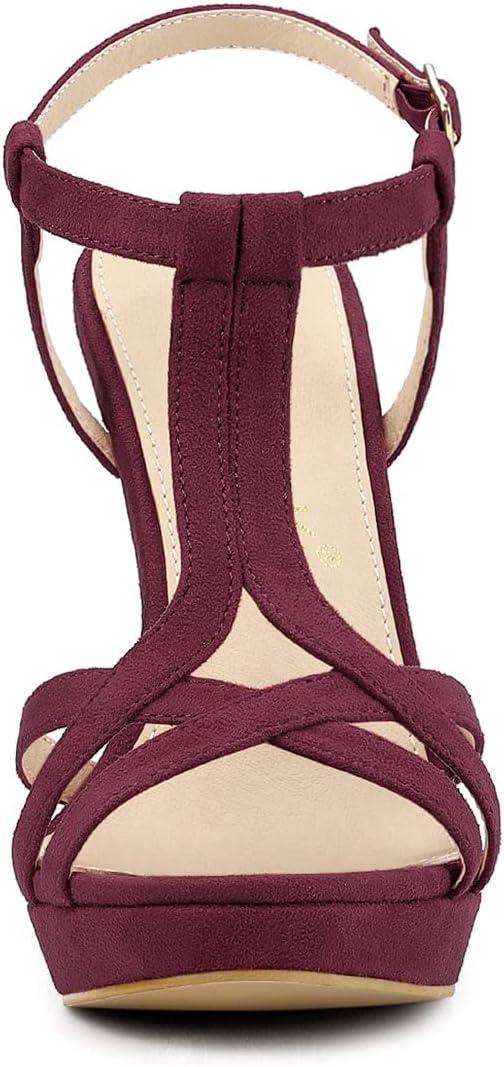 imageAllegra K Womens T Strap Slingback Platform Stiletto Heel SandalsBurgundy