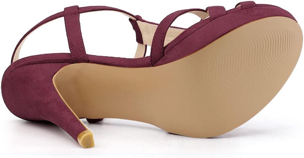 imageAllegra K Womens T Strap Slingback Platform Stiletto Heel SandalsBurgundy