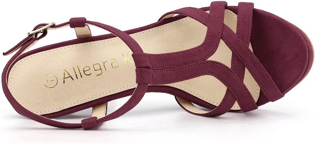 imageAllegra K Womens T Strap Slingback Platform Stiletto Heel SandalsBurgundy
