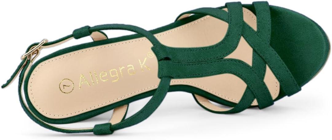 imageAllegra K Womens T Strap Slingback Platform Stiletto Heel SandalsEmerald Green