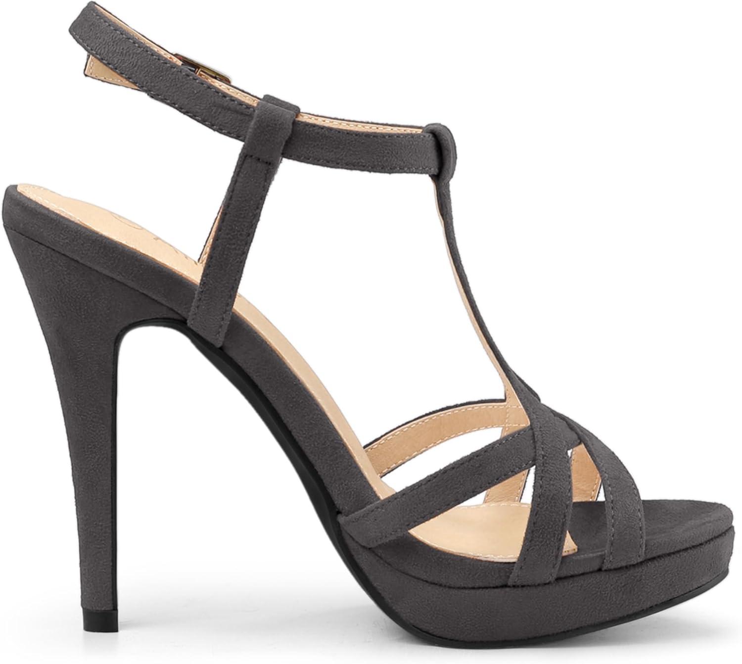 imageAllegra K Womens T Strap Slingback Platform Stiletto Heel SandalsGrey