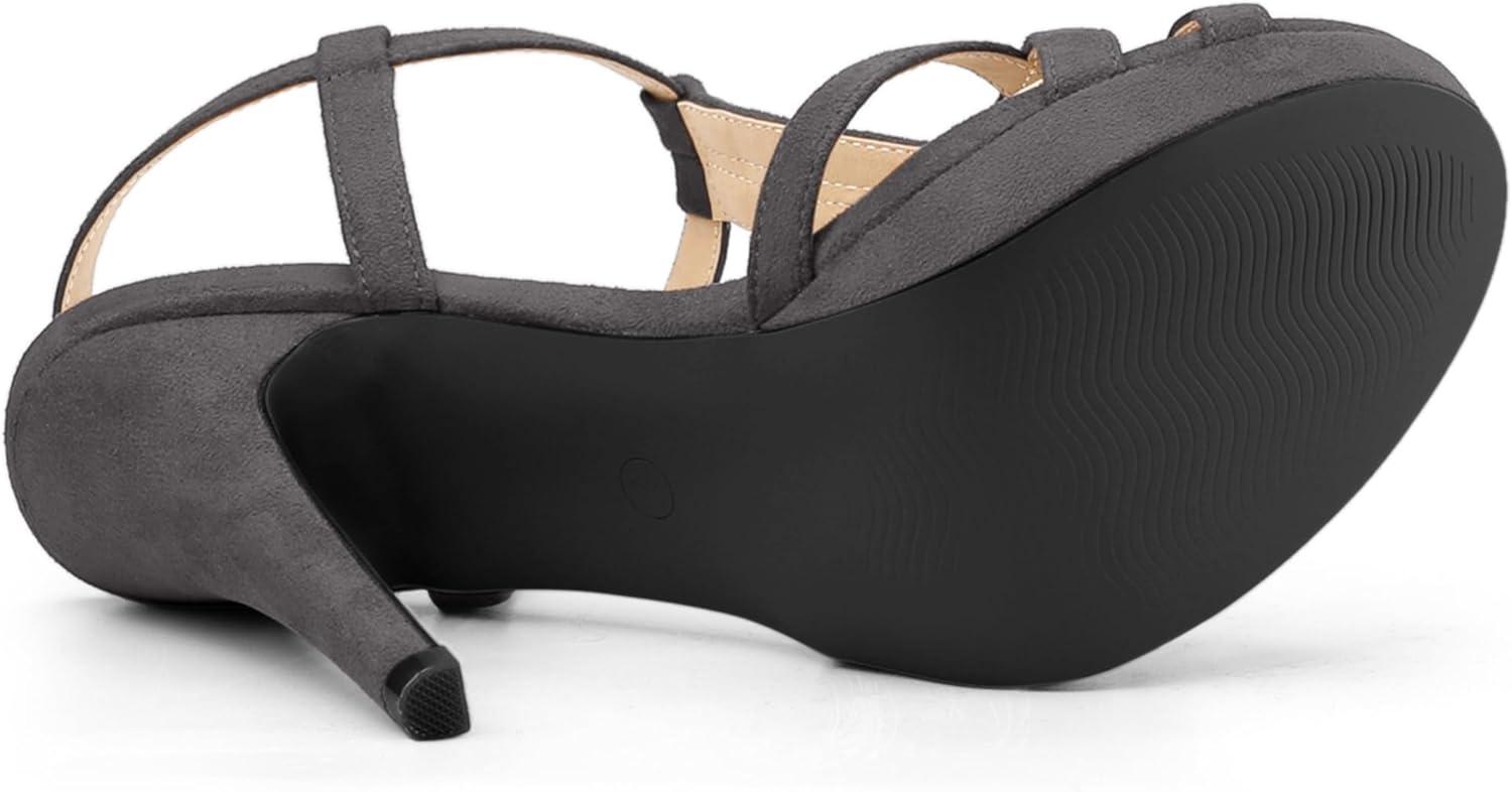 imageAllegra K Womens T Strap Slingback Platform Stiletto Heel SandalsGrey