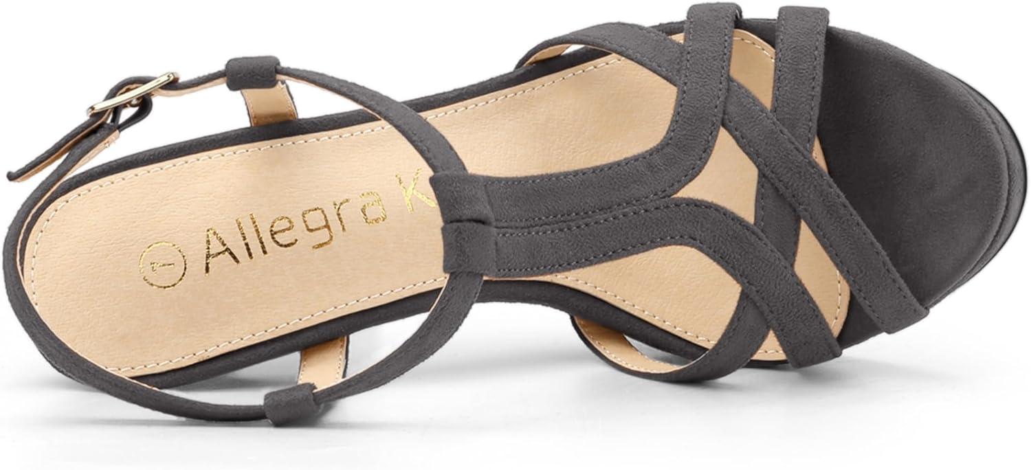 imageAllegra K Womens T Strap Slingback Platform Stiletto Heel SandalsGrey
