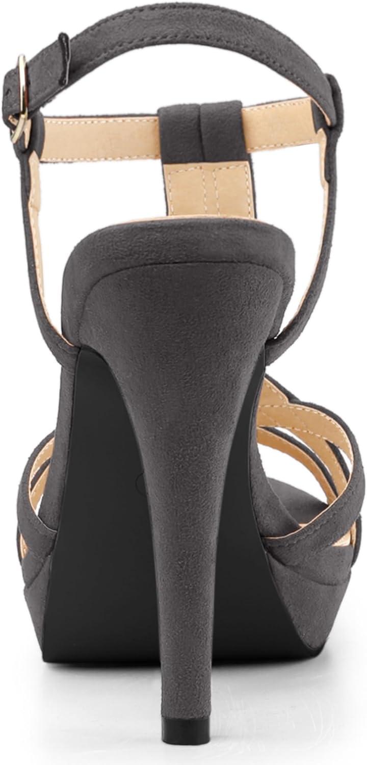 imageAllegra K Womens T Strap Slingback Platform Stiletto Heel SandalsGrey