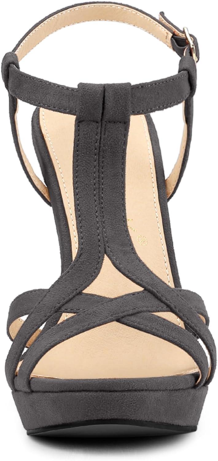 imageAllegra K Womens T Strap Slingback Platform Stiletto Heel SandalsGrey