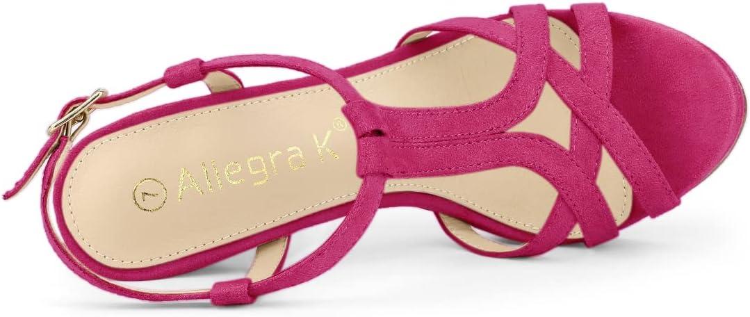 imageAllegra K Womens T Strap Slingback Platform Stiletto Heel SandalsHot Pink