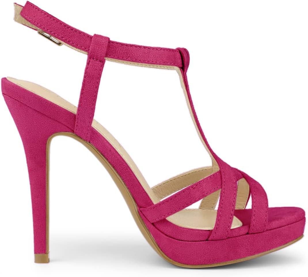 imageAllegra K Womens T Strap Slingback Platform Stiletto Heel SandalsHot Pink