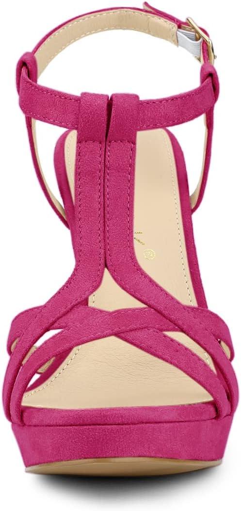 imageAllegra K Womens T Strap Slingback Platform Stiletto Heel SandalsHot Pink