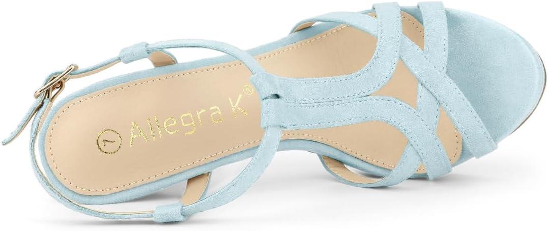 imageAllegra K Womens T Strap Slingback Platform Stiletto Heel SandalsSky Blue