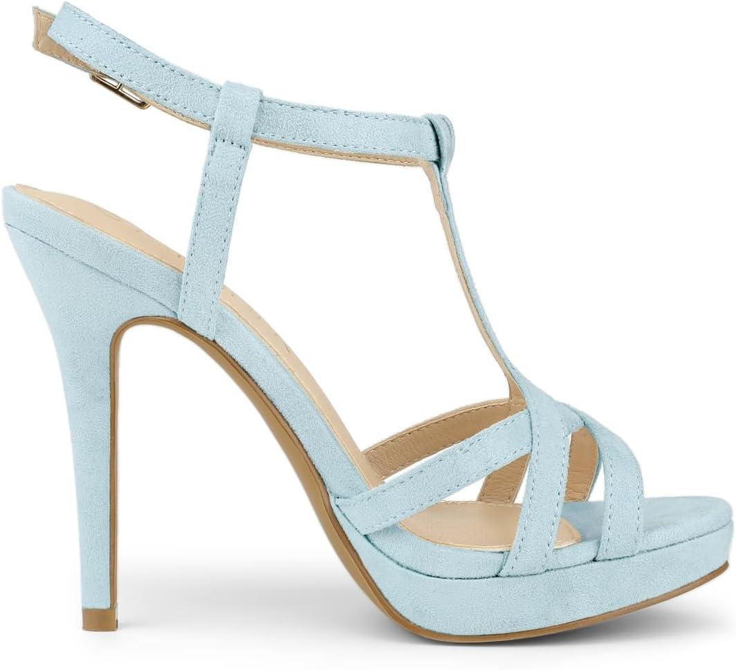 imageAllegra K Womens T Strap Slingback Platform Stiletto Heel SandalsSky Blue