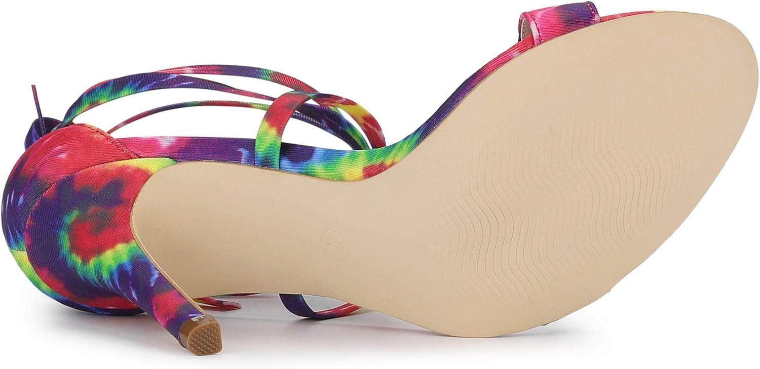 imageAllegra K Womens Tie Dye Lace Up Stiletto Heel SandalsPurple