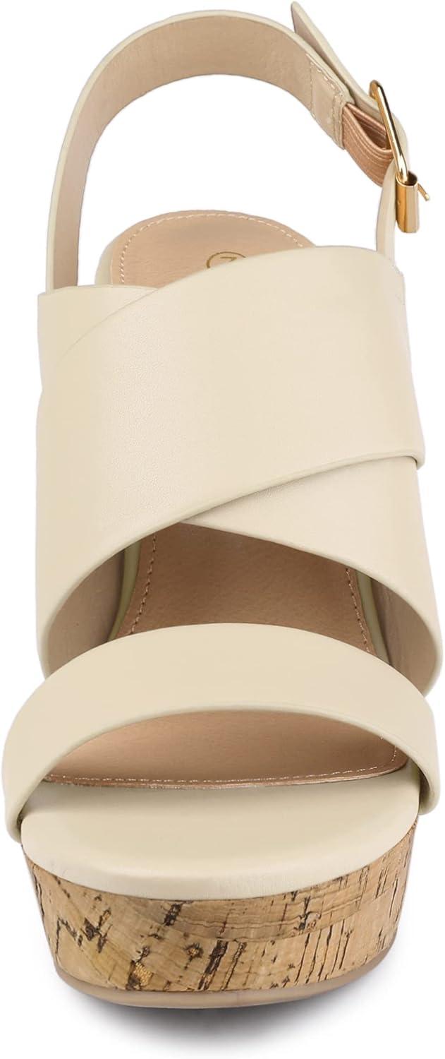 imageAllegra K Womens Wood Wedges Platform Wedge SandalsBeige