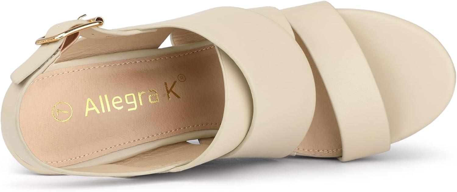 imageAllegra K Womens Wood Wedges Platform Wedge SandalsBeige