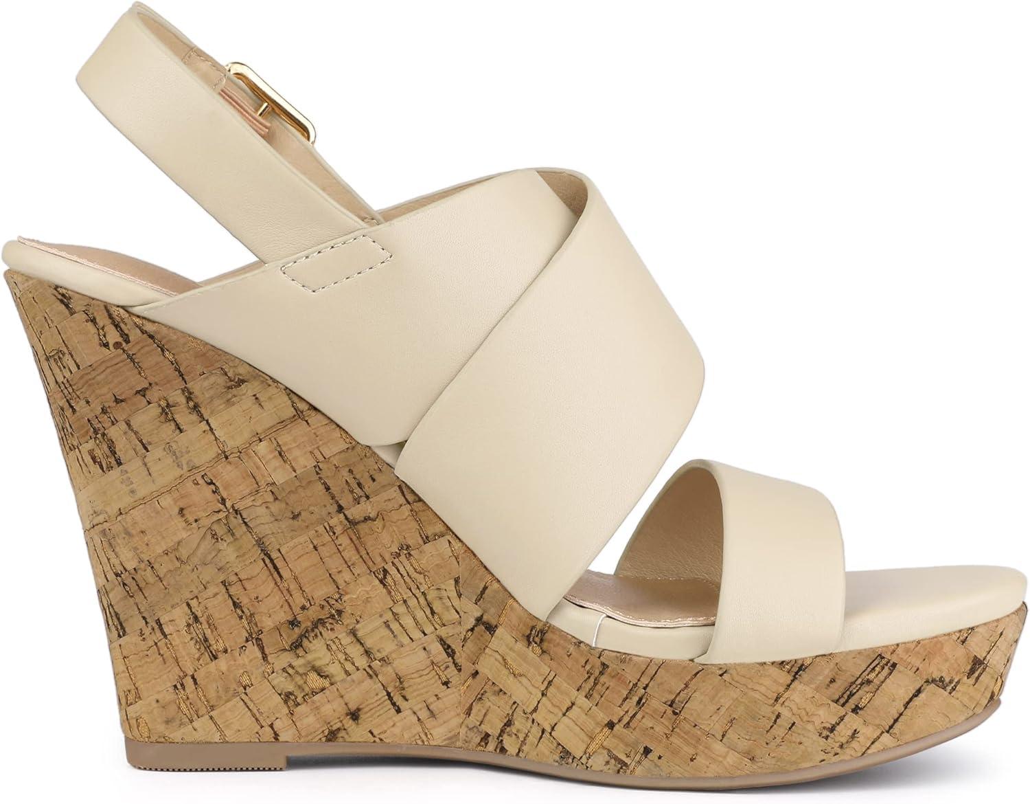 imageAllegra K Womens Wood Wedges Platform Wedge SandalsBeige