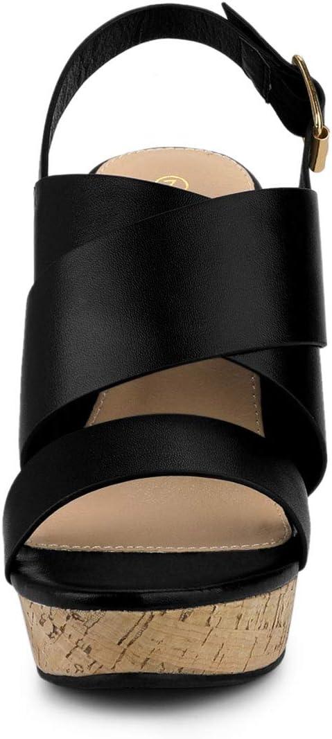 imageAllegra K Womens Wood Wedges Platform Wedge SandalsBlack
