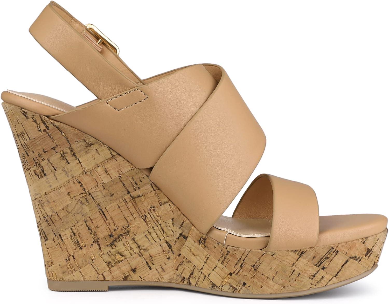 imageAllegra K Womens Wood Wedges Platform Wedge SandalsBrown