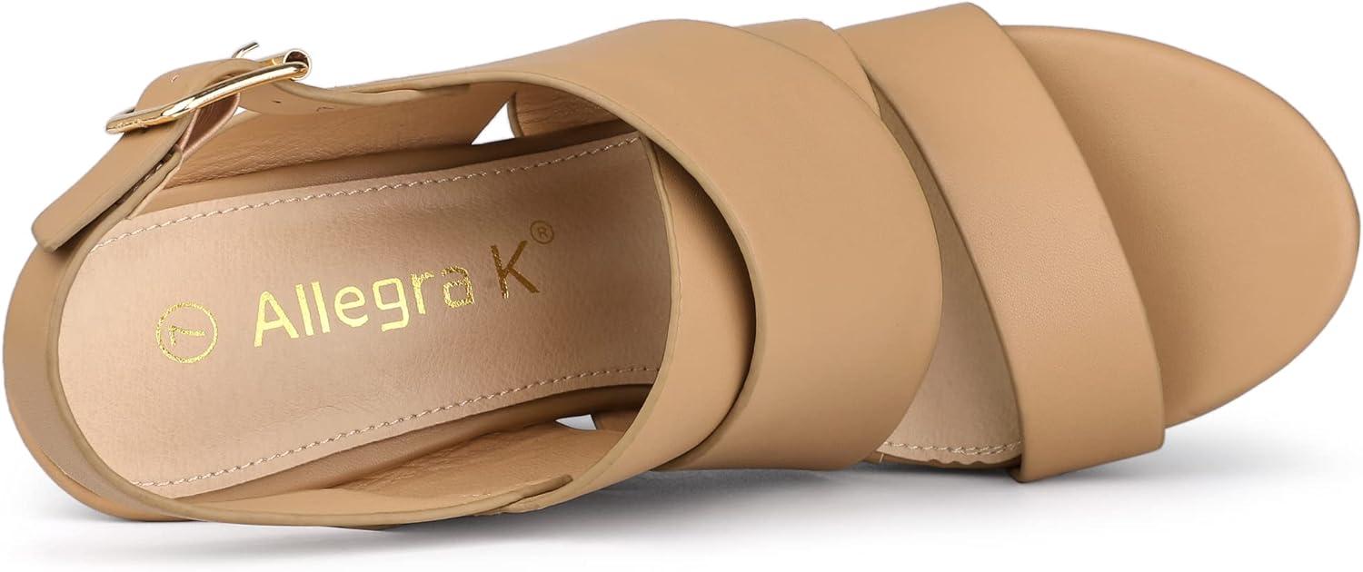 imageAllegra K Womens Wood Wedges Platform Wedge SandalsBrown