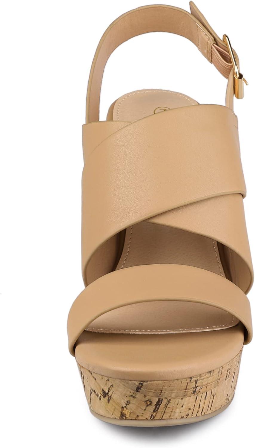 imageAllegra K Womens Wood Wedges Platform Wedge SandalsBrown