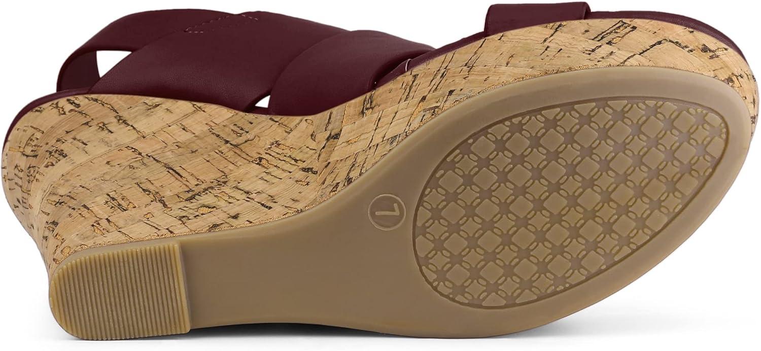 imageAllegra K Womens Wood Wedges Platform Wedge SandalsBurgundy
