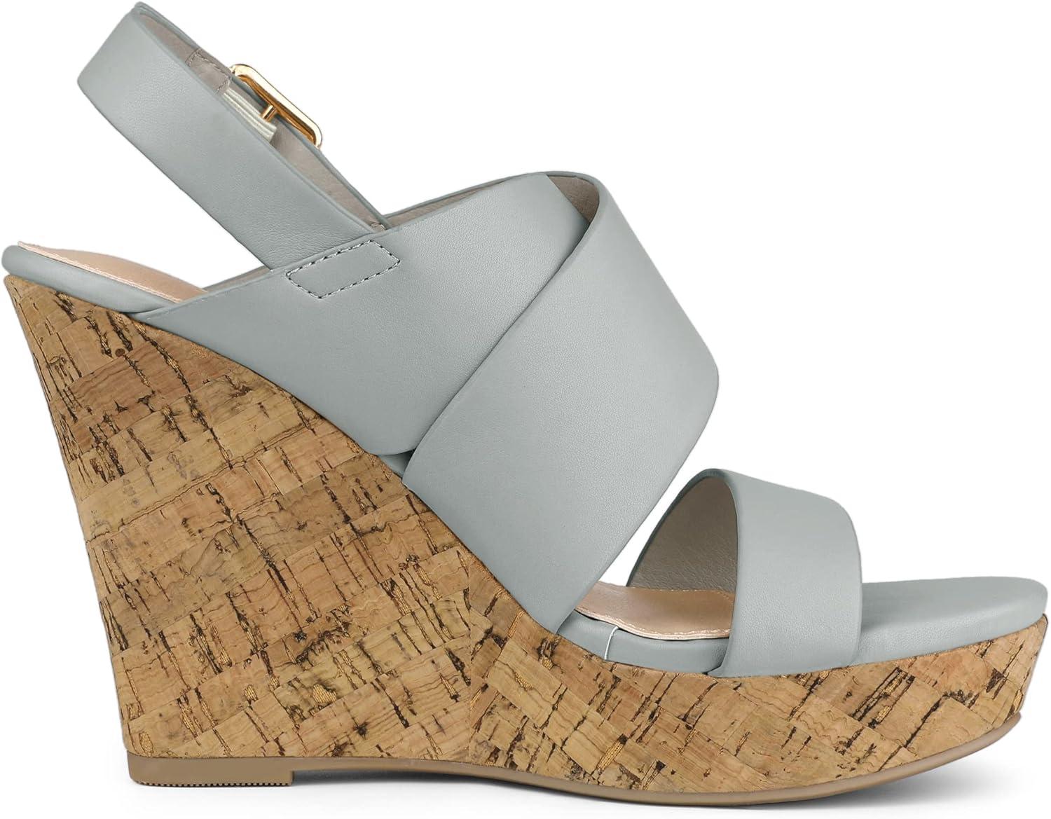 imageAllegra K Womens Wood Wedges Platform Wedge SandalsGrey