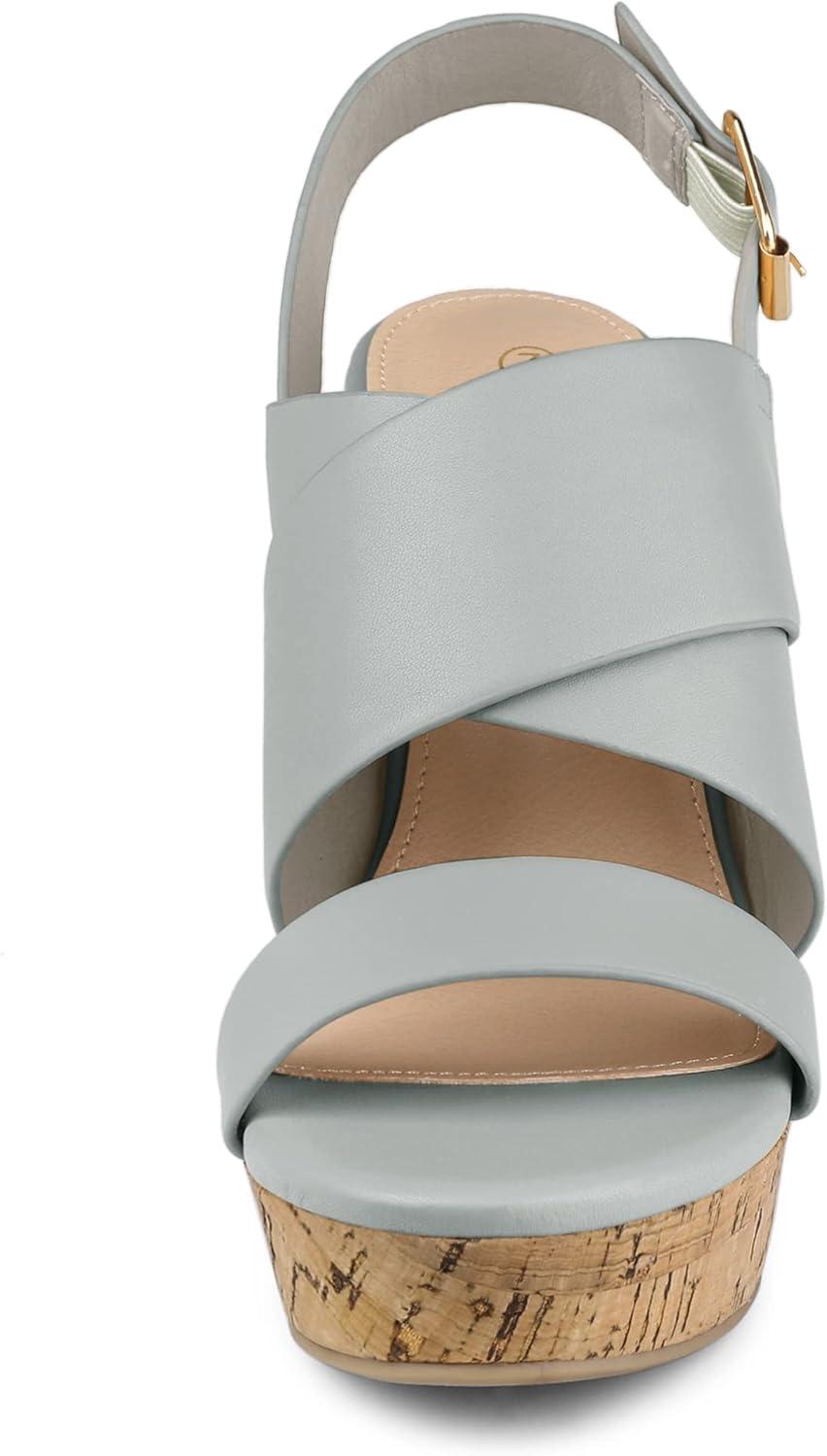 imageAllegra K Womens Wood Wedges Platform Wedge SandalsGrey