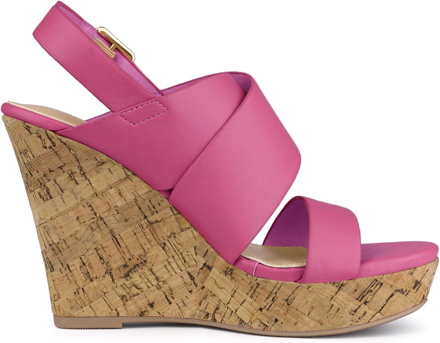 imageAllegra K Womens Wood Wedges Platform Wedge SandalsHot Pink