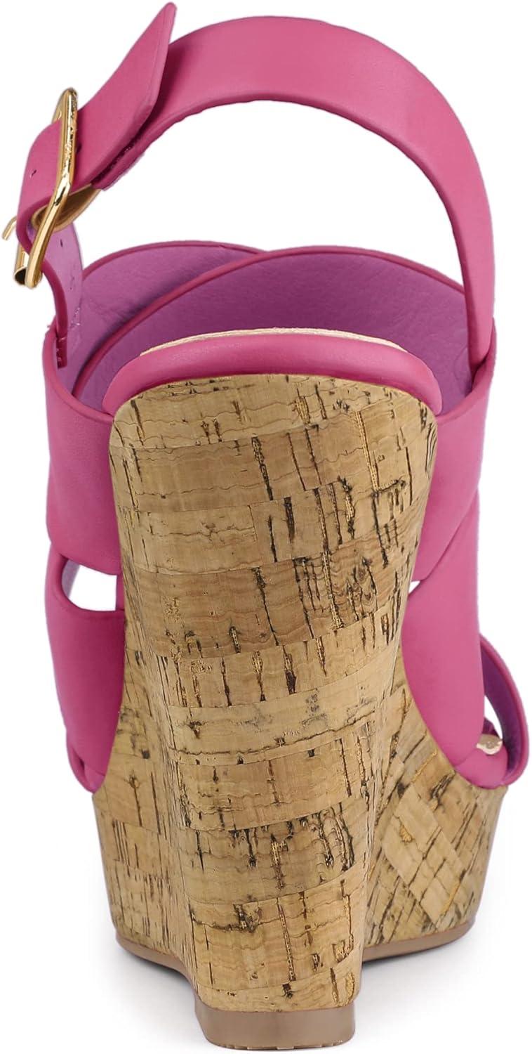 imageAllegra K Womens Wood Wedges Platform Wedge SandalsHot Pink