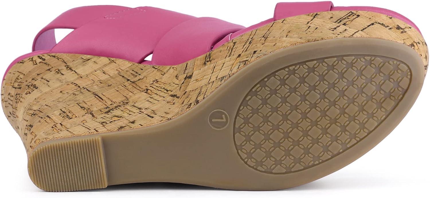 imageAllegra K Womens Wood Wedges Platform Wedge SandalsHot Pink