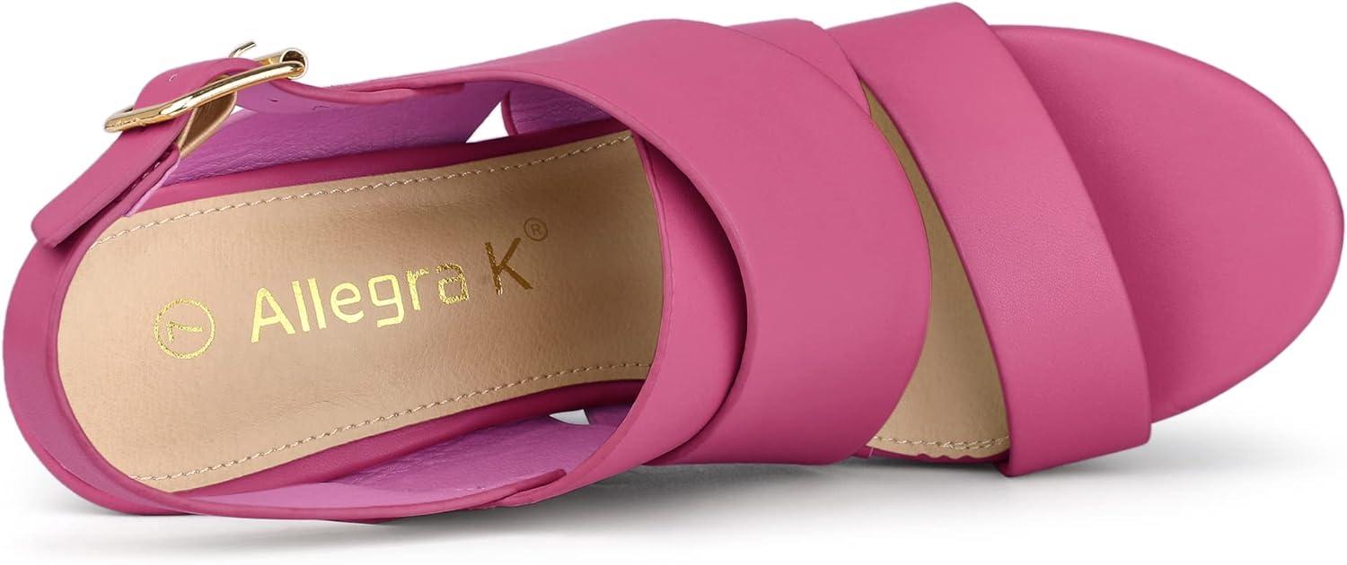 imageAllegra K Womens Wood Wedges Platform Wedge SandalsHot Pink