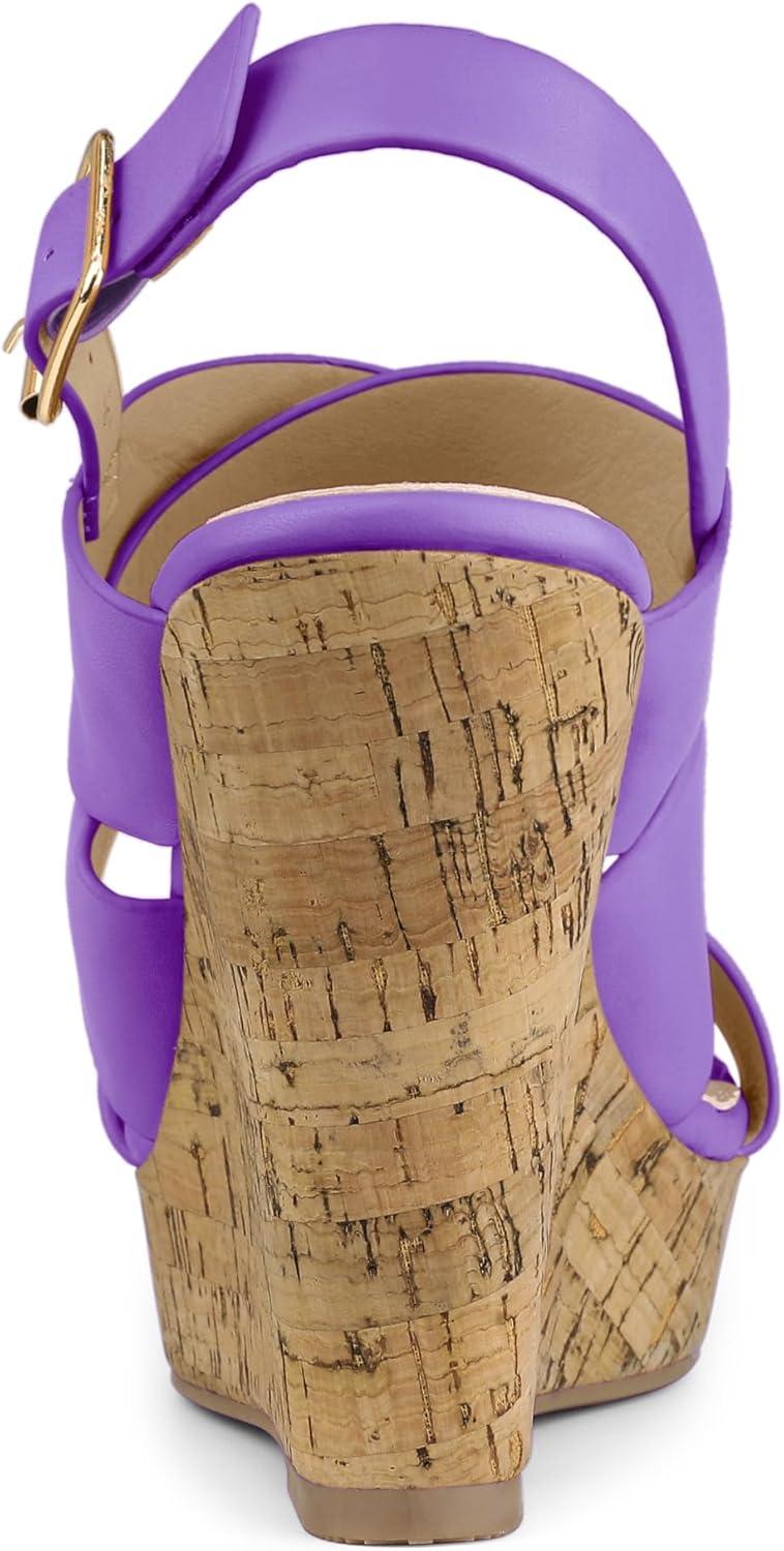 imageAllegra K Womens Wood Wedges Platform Wedge SandalsPurple