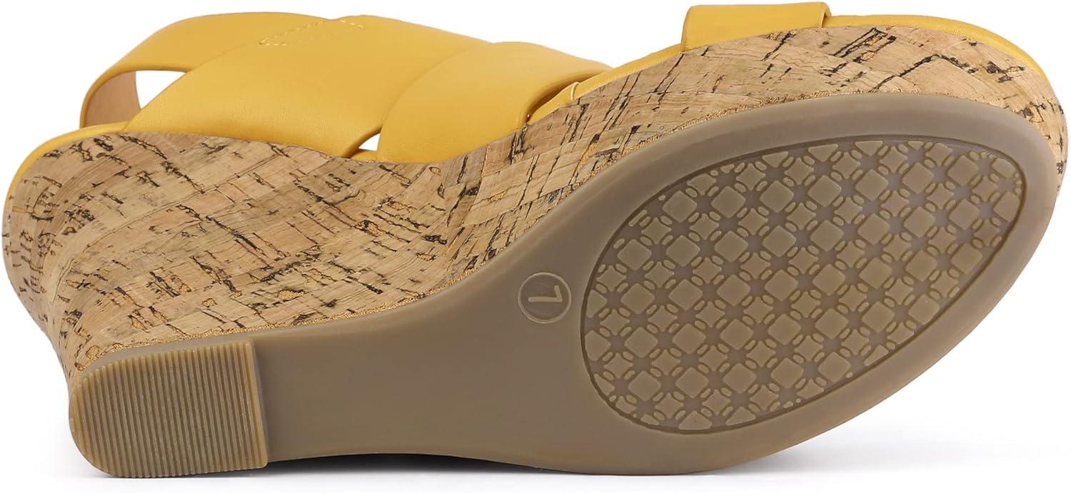 imageAllegra K Womens Wood Wedges Platform Wedge SandalsYellow
