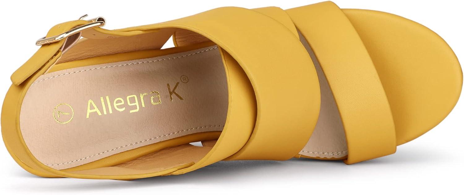 imageAllegra K Womens Wood Wedges Platform Wedge SandalsYellow