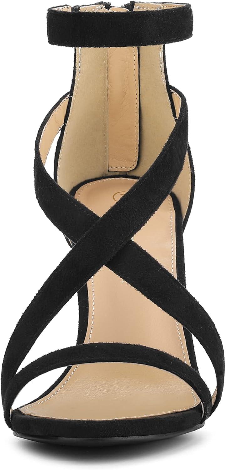 imageAllegra K Womens Zipper Ankle Strap Stiletto Heel SandalsBlack