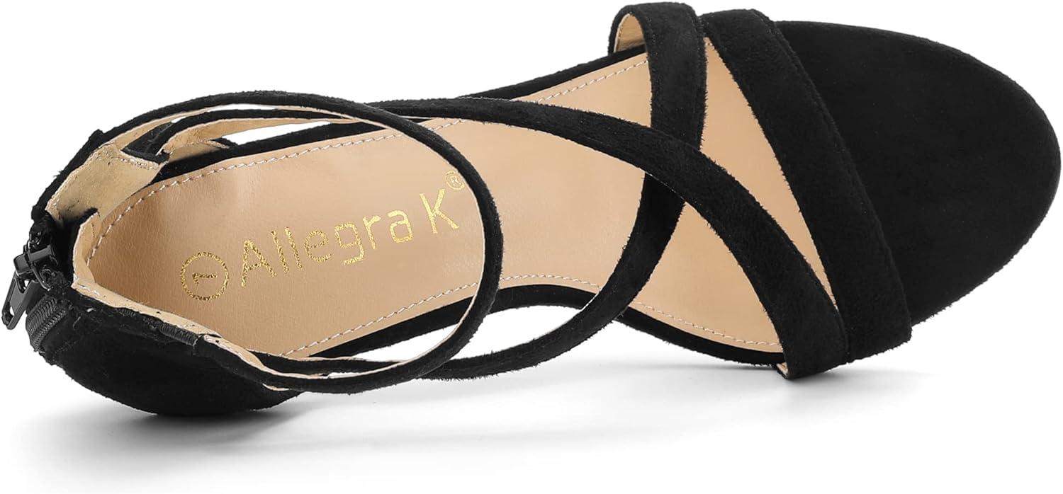 imageAllegra K Womens Zipper Ankle Strap Stiletto Heel SandalsBlack