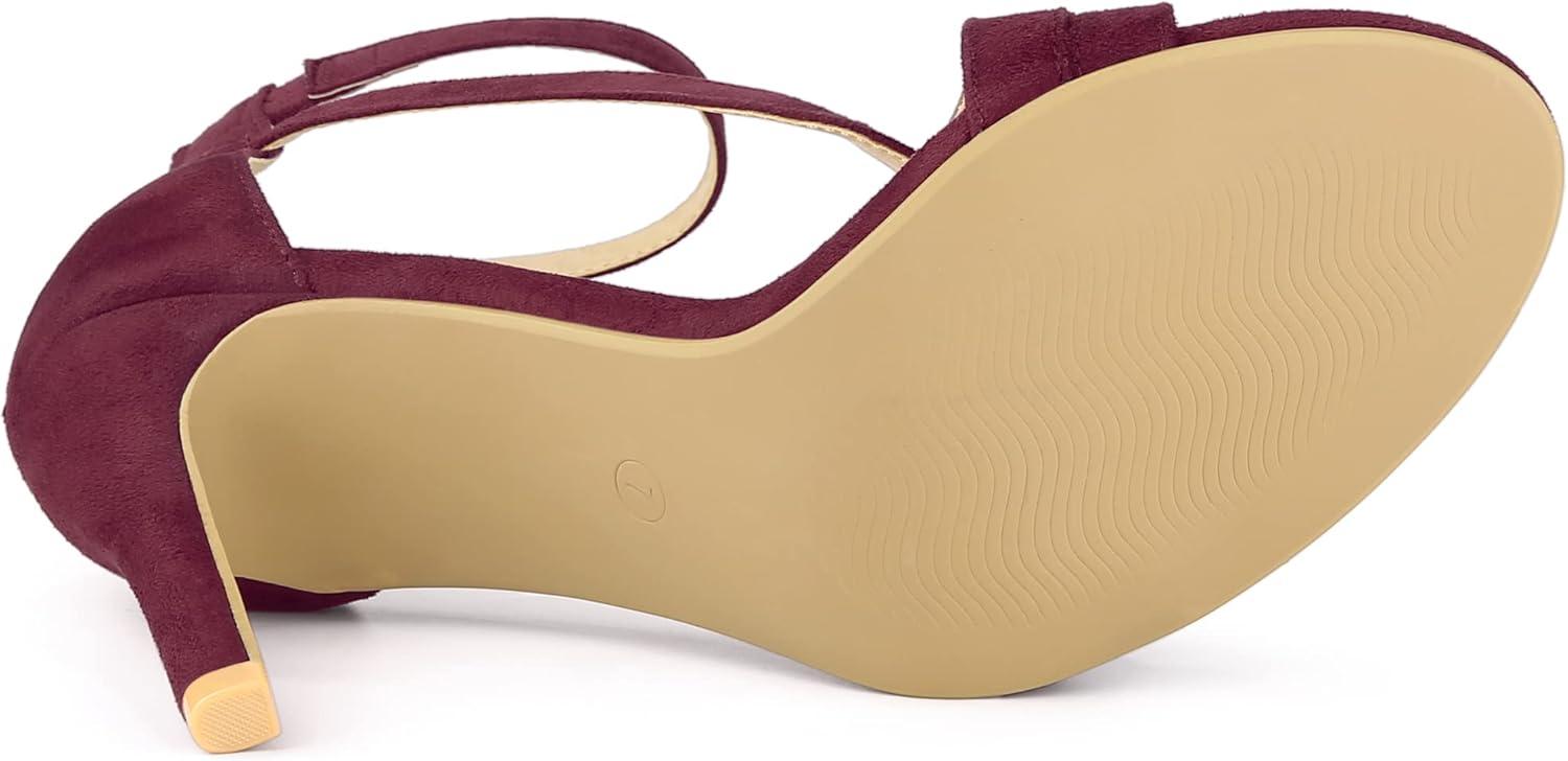imageAllegra K Womens Zipper Ankle Strap Stiletto Heel SandalsBurgundy