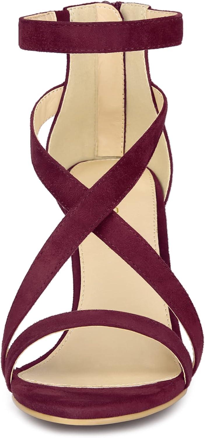 imageAllegra K Womens Zipper Ankle Strap Stiletto Heel SandalsBurgundy