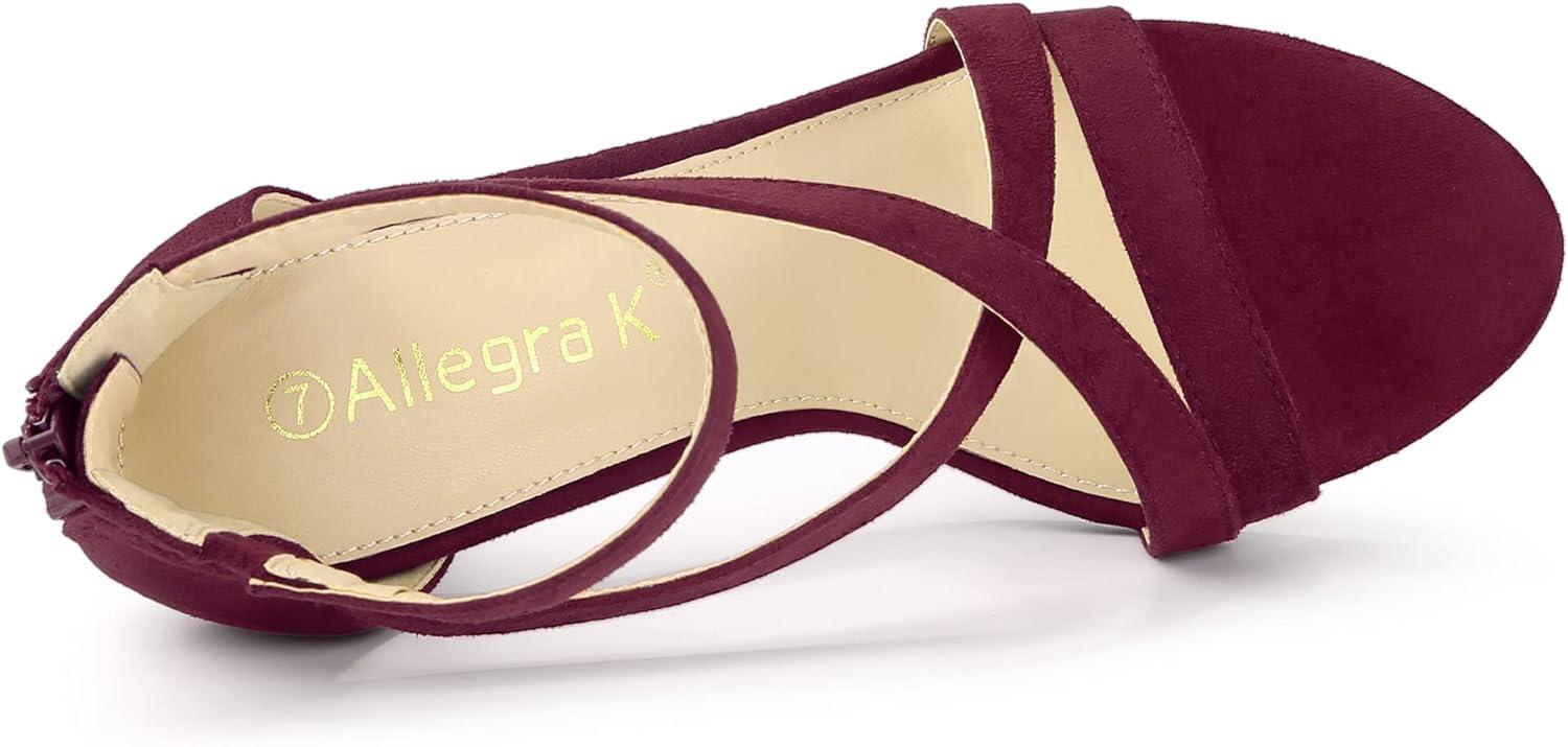 imageAllegra K Womens Zipper Ankle Strap Stiletto Heel SandalsBurgundy