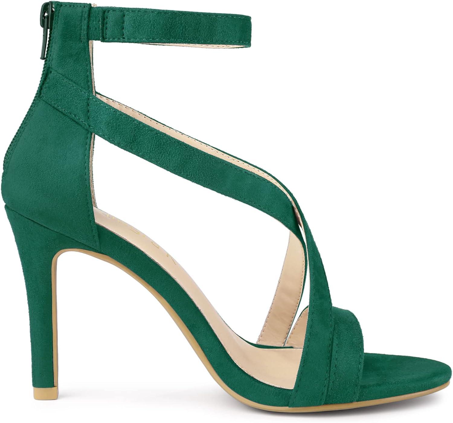 imageAllegra K Womens Zipper Ankle Strap Stiletto Heel SandalsEmerald Green