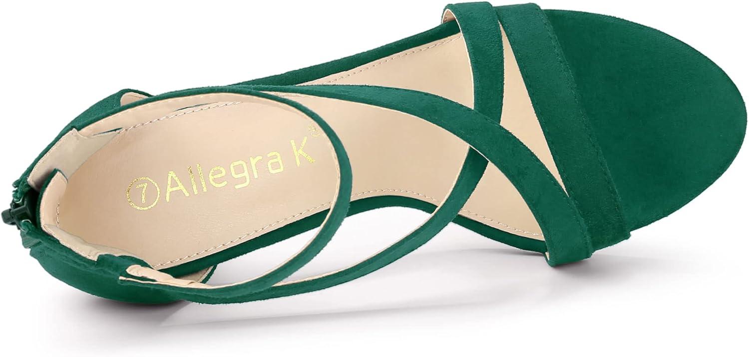 imageAllegra K Womens Zipper Ankle Strap Stiletto Heel SandalsEmerald Green