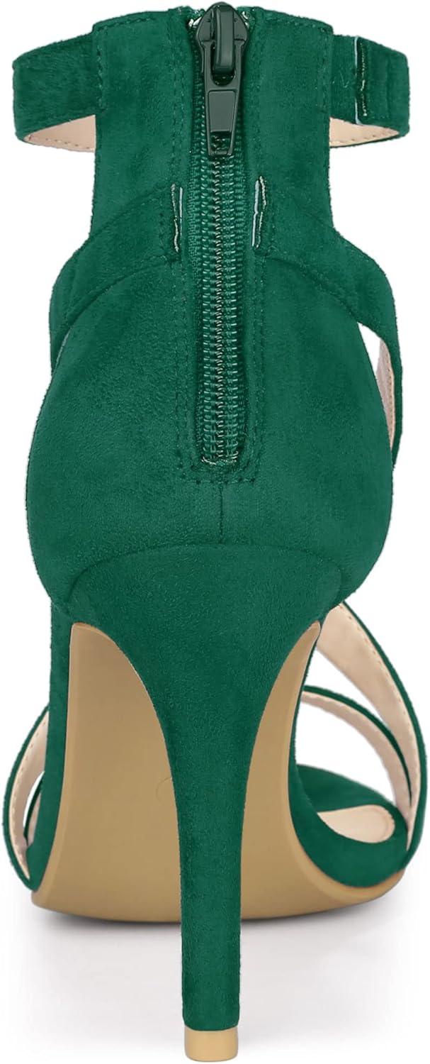 imageAllegra K Womens Zipper Ankle Strap Stiletto Heel SandalsEmerald Green