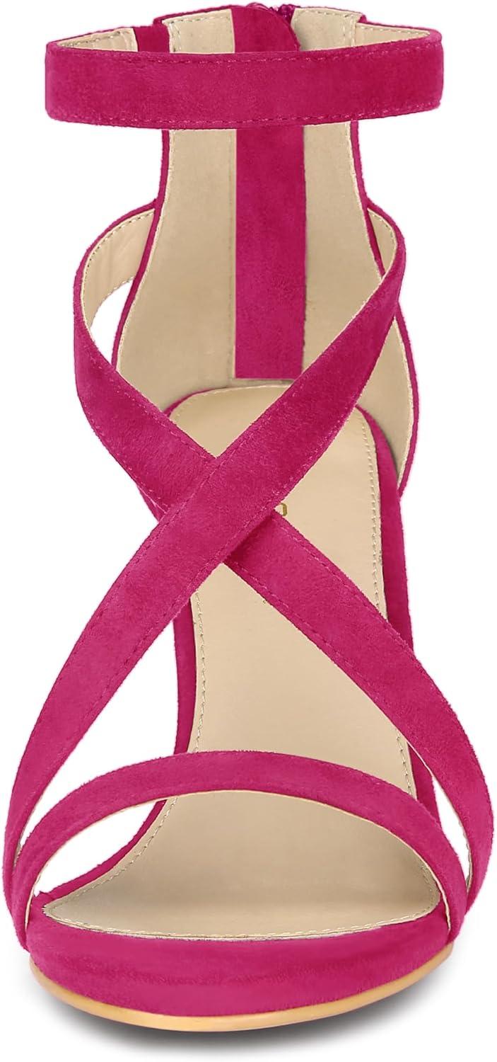 imageAllegra K Womens Zipper Ankle Strap Stiletto Heel SandalsHot Pink