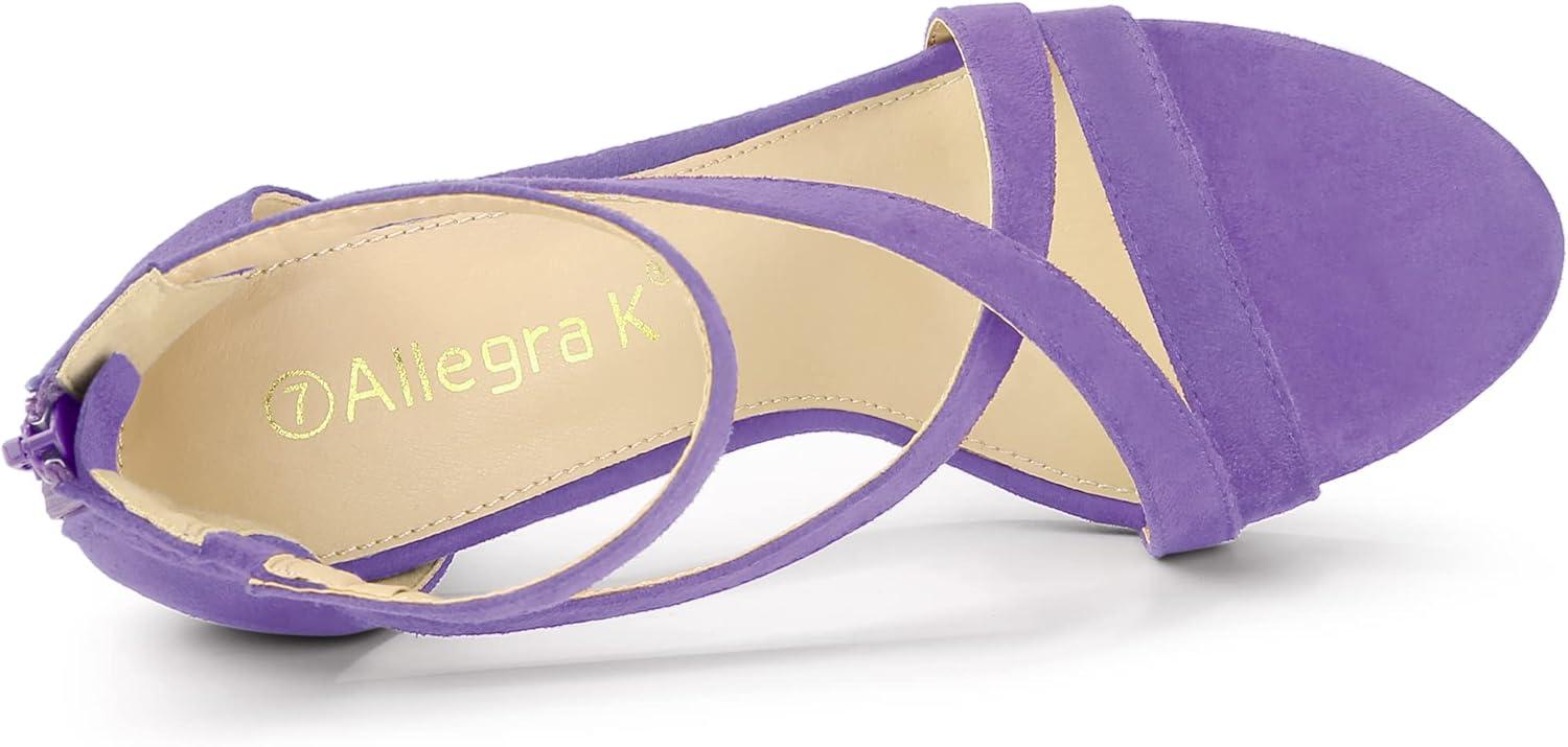 imageAllegra K Womens Zipper Ankle Strap Stiletto Heel SandalsLight Purple