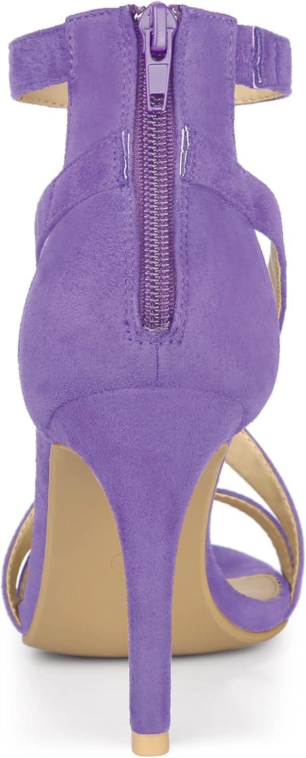 imageAllegra K Womens Zipper Ankle Strap Stiletto Heel SandalsLight Purple