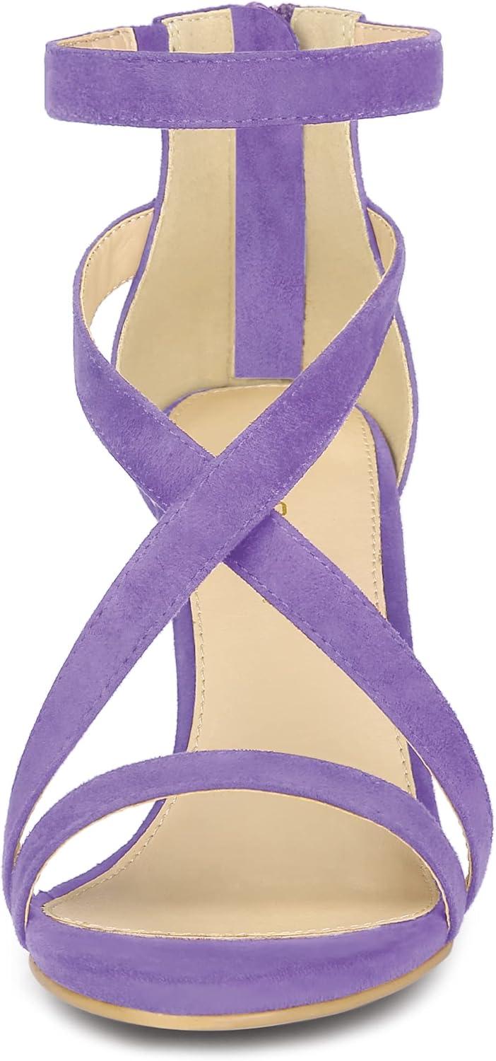 imageAllegra K Womens Zipper Ankle Strap Stiletto Heel SandalsLight Purple