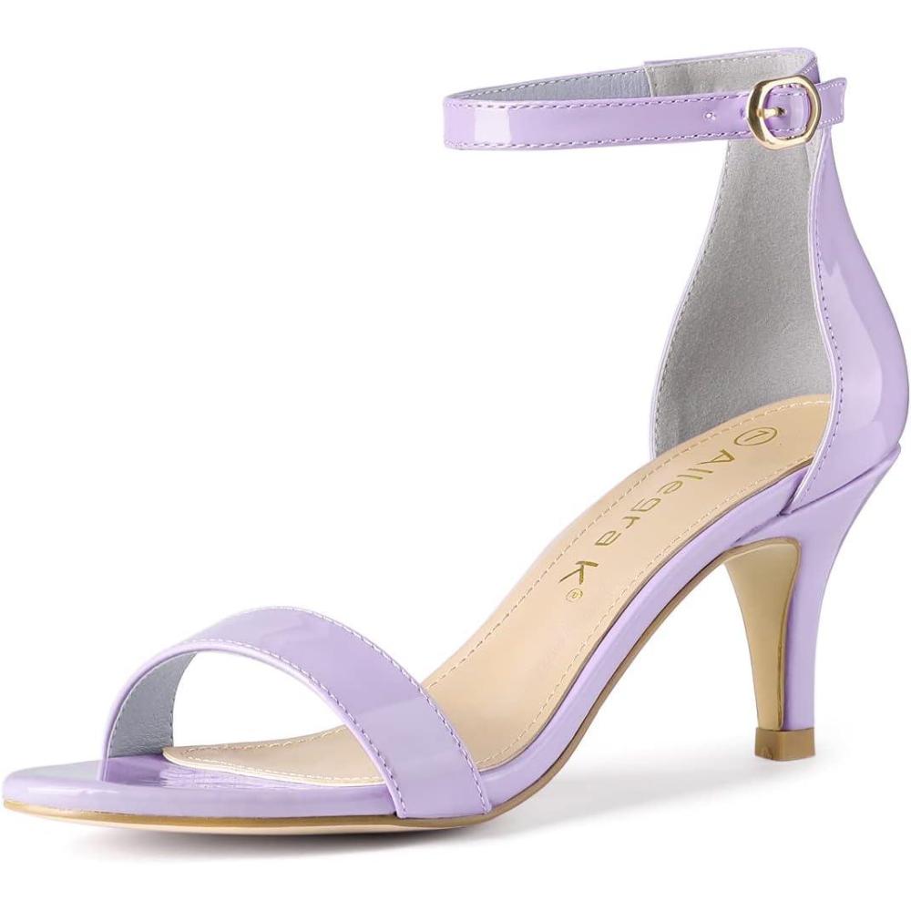 imageAllegra K Womens Ankle Strap Open Toe Stiletto Heels Purple Sandals 10 M US